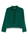 Bode Lodge Tie Droplet-beads Cardigan In Green