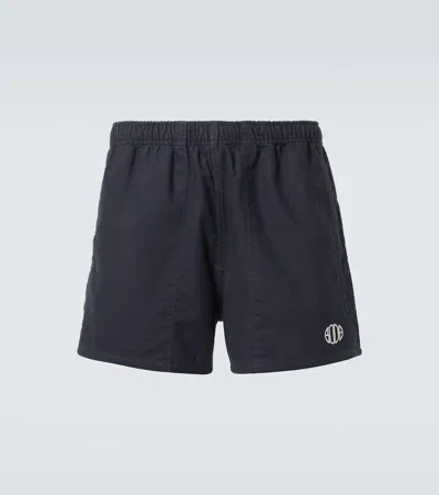 Bode Logo Cotton Twill Shorts In Black