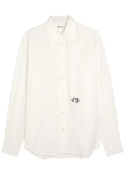 Bode Logo-embroidered Cotton Poplin Shirt In Gray