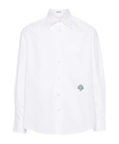 Bode Logo-embroidered Poplin Shirt In White