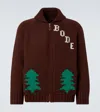 Bode Graphic Design Raglan Sleeve Sweater In Brown