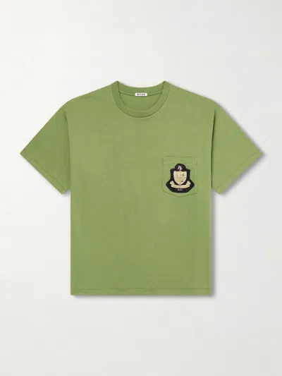 Bode Logo-appliquéd Cotton-jersey T-shirt In Green
