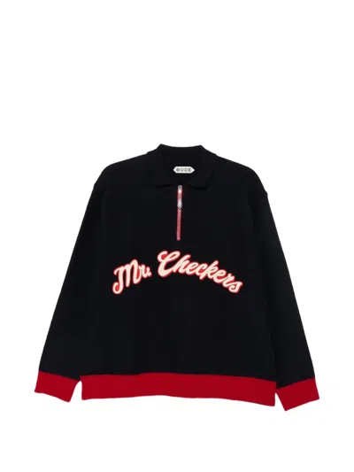 Bode Logo-patch Quarter-zip Sweater In Black