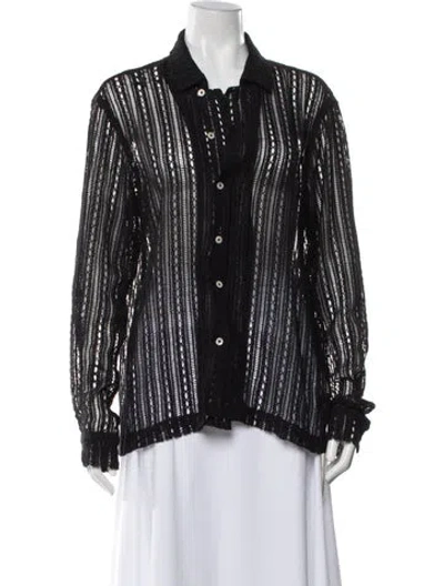 Pre-owned Bode Long Sleeve Button-up Top In Black
