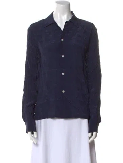 Pre-owned Bode Long Sleeve Button-up Top In Blue