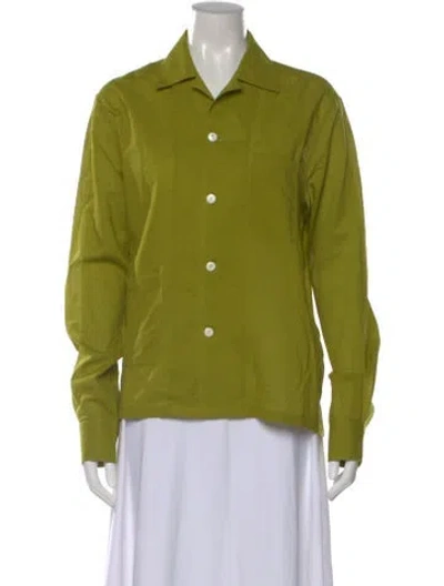Pre-owned Bode Long Sleeve Button-up Top In Green