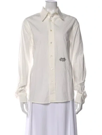 Pre-owned Bode Long Sleeve Button-up Top In Neutral