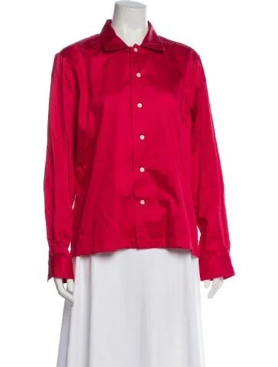 Pre-owned Bode Long Sleeve Button-up Top In Pink