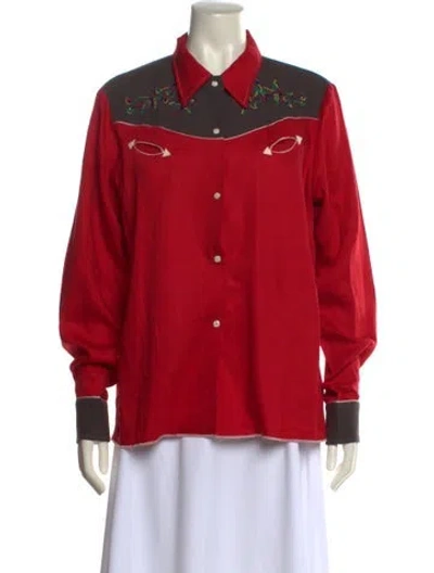 Pre-owned Bode Long Sleeve Button-up Top In Red