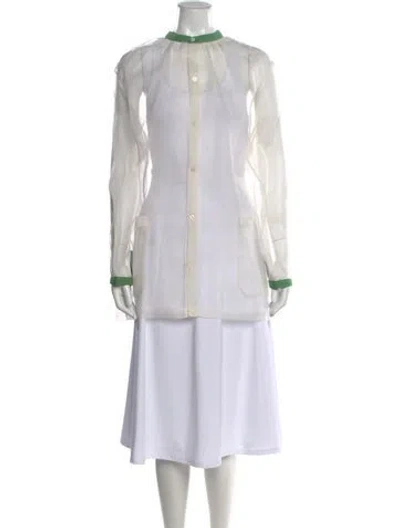 Pre-owned Bode Long Sleeve Button-up Top In White