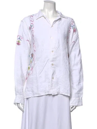 Pre-owned Bode Long Sleeve Button-up Top In White