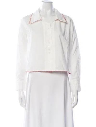 Pre-owned Bode Long Sleeve Button-up Top In White