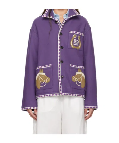 Bode Long Sleeve Casual Jacket In Purple