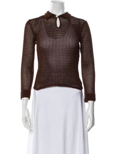 Pre-owned Bode Long Sleeve Polo In Brown