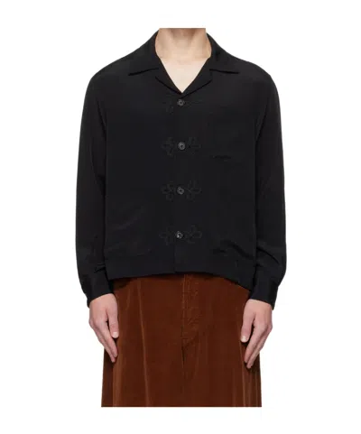 Bode Black Trillium Long Sleeve Shirt