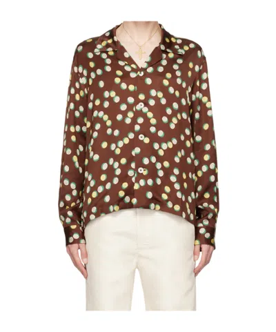 Bode Long Sleeve Shirt In Brown
