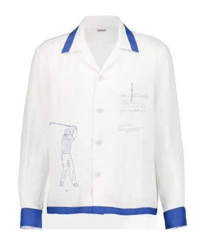 Bode White Club Champion Long Sleeve Shirt
