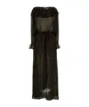 Bode Embroidered Silk Blend Stadium Dress In Black
