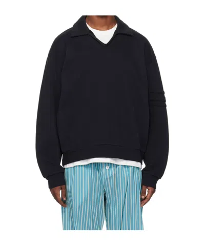 Bode Long-sleeved Polo Shirt In Black