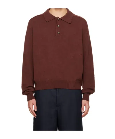 Bode Long-sleeved Polo Shirt In Brown