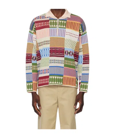 Bode Long-sleeved Polo Shirt In Multicolor
