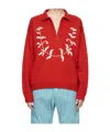 Bode Long-sleeved Polo Shirt In Red