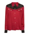 Bode Embellished Embroidered Cotton-blend Twill And Canvas Shirt In Red