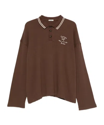 Bode Geneva Waffle-knit Polo Shirt In Gray