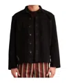 Bode Long-sleeved Lapel Leather Jacket In Black