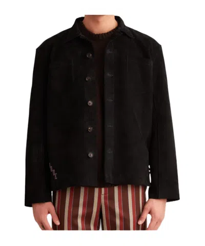 BODE LONG-SLEEVED LAPEL LEATHER JACKET