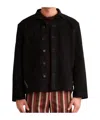 Bode Long-sleeved Lapel Leather Jacket In Black