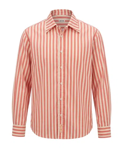 Bode Rancho Striped Long-sleeve Shirt In Orange