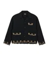 Bode Embroidered-pocket Wool Overshirt In Black
