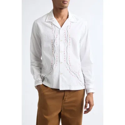 Bode Looped Chainstitch Cotton Poplin Button-up Shirt In Multi
