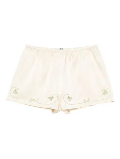 Bode Luck Draw Shorts In Neutral