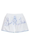 Bode White Lucky Baby Shorts In White/blue