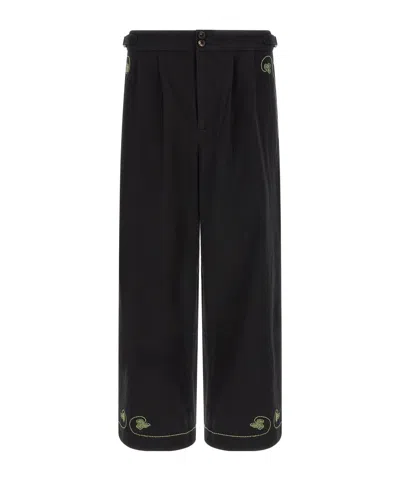 Bode Lucky Draw Cropped Casual Pants In Black