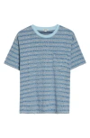 Bode Lyric Stripe Pocket T-shirt In Blue