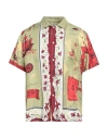 Bode Man Shirt Sage Green Size L Silk In Sage Green
