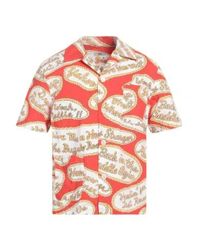 Bode Man Shirt Tomato Red Size M/l Cotton