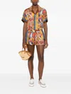 Bode Manhattan Island Print Shorts In Orange