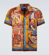Bode Manhattan Island Camp-collar Printed Silk-satin Shirt In Multi