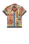 Bode Manhattan Island Camp-collar Printed Silk-satin Shirt In Multi