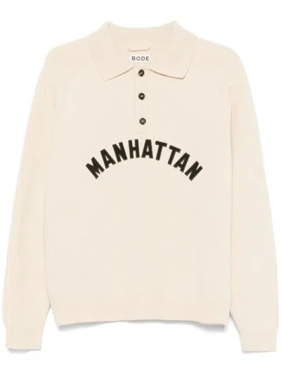 Bode Manhattan Polo Shirt In Beige