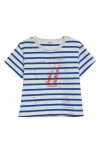Bode Sails Margate Cropped Embroidered Printed Cotton-jersey T-shirt In Blue Multi