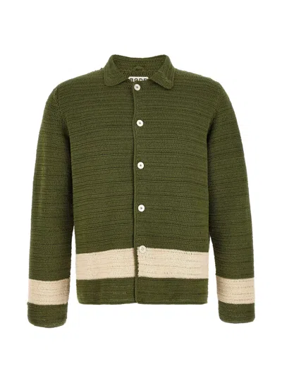 BODE MARSH CROCHET-KNIT SHIRT