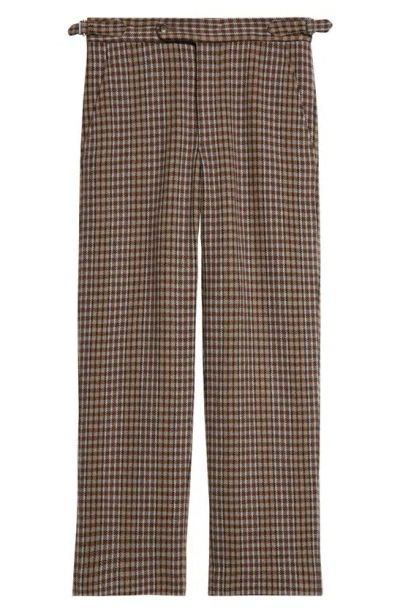 Bode Marston Check Merino Wool Straight Leg Trousers In Brown Multi