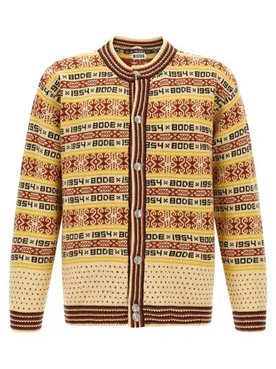 Bode Marzipan Jacquard-knit Wool Cardigan In Yellow