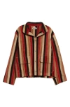 Bode Matchstick Stripe Suede Jacket In Beige Multicolor