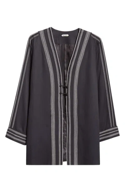 Bode Mathilde Longline Jacket In Navy Cream